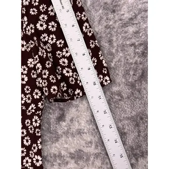 Reformation Dress 12 Womens Chocolate Brown Floral Plunge Smocked Mini - Picture 5 of 9